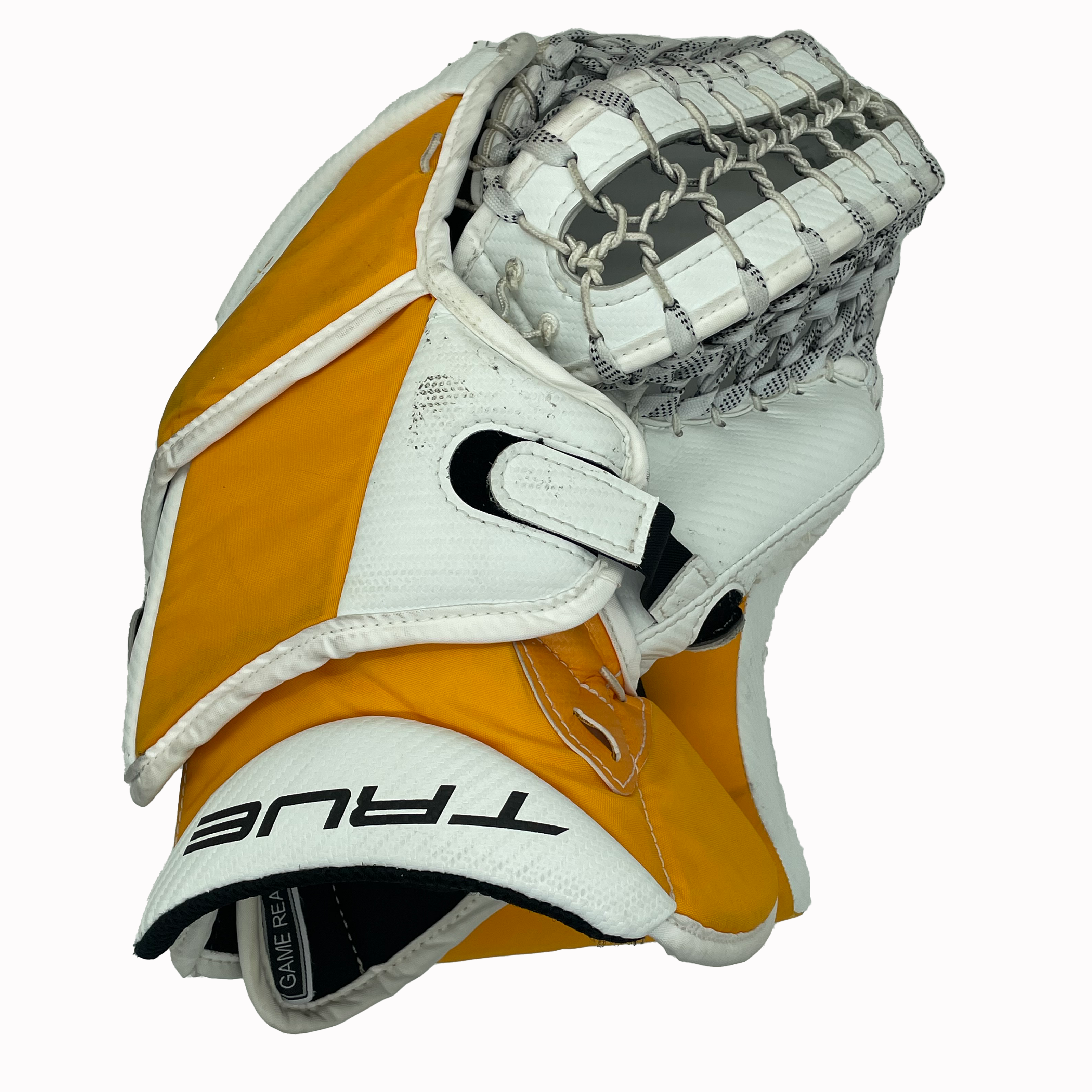True Catalyst PX3 - Gant de gardien de but Pro Stock d'occasion (blanc/jaune/noir)